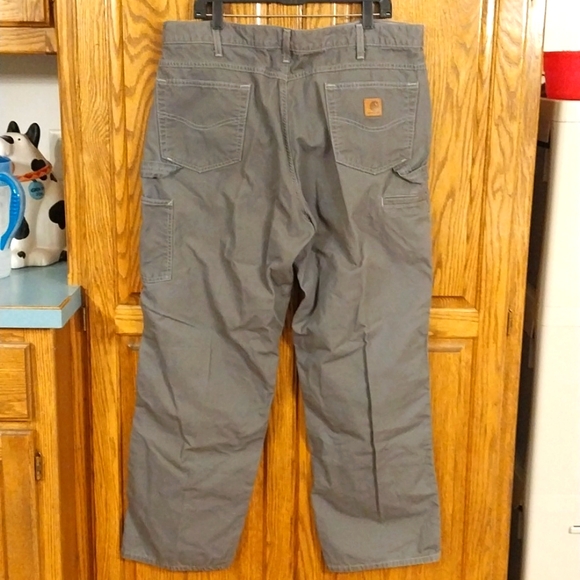 Carhartt Men's Loose Fit Carpenter Cargo Utility Jean Size 40x32 Grey Canvas - Picture 4 of 7